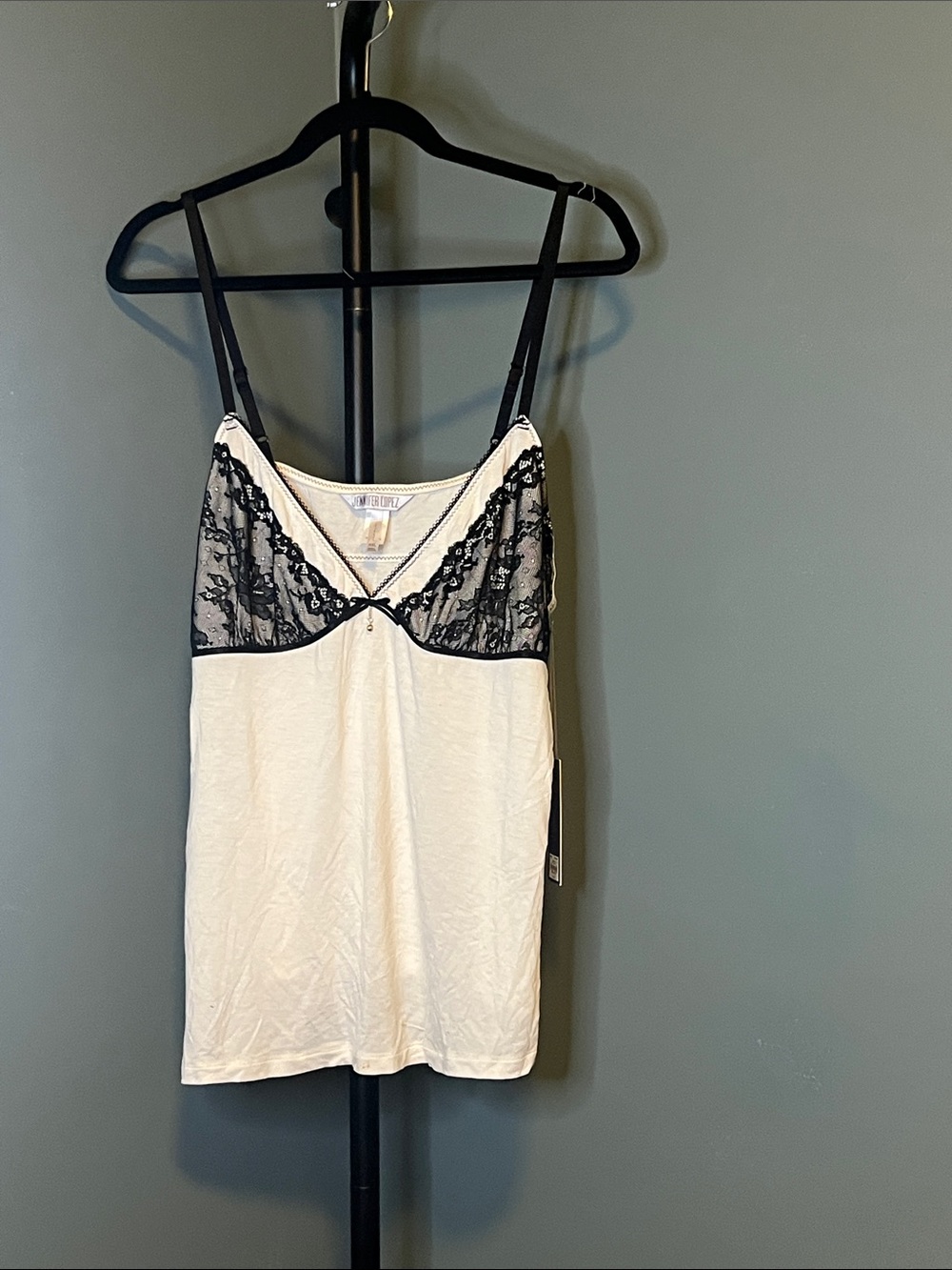 Jennifer Lopez Cream Chemise with Black Lace